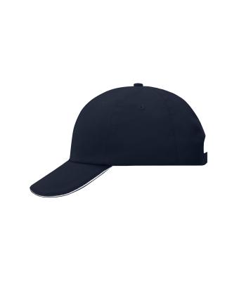 Unisex 6 Panel Raver Sandwich Cap Navy/wit 7691