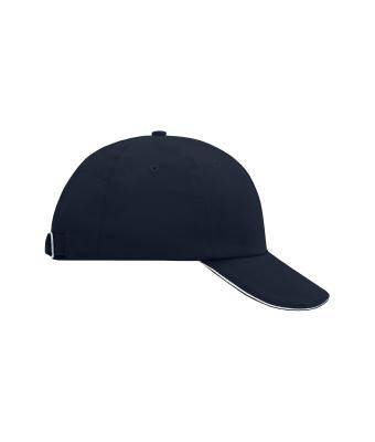Unisex 6 Panel Raver Sandwich Cap Navy/wit 7691
