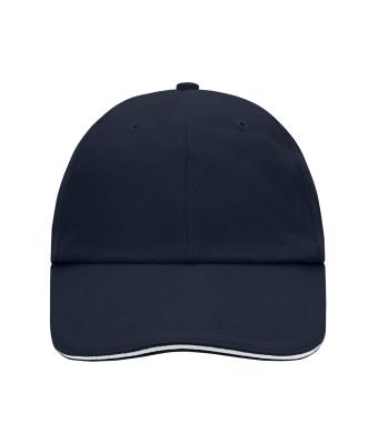Unisex 6 Panel Raver Sandwich Cap Navy/wit 7691