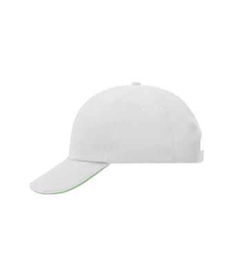 Unisex 6 Panel Raver Sandwich Cap Wit/limegroen 7691