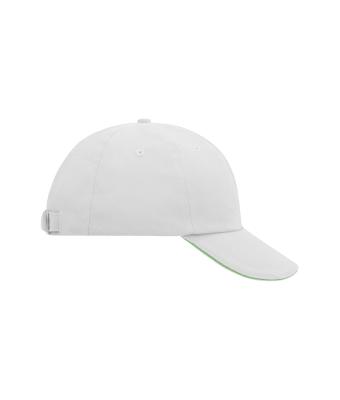 Unisex 6 Panel Raver Sandwich Cap Wit/limegroen 7691