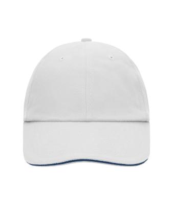 Unisex 6 Panel Raver Sandwich Cap Wit/navy 7691