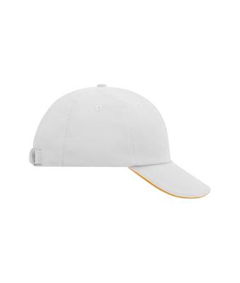 Unisex 6 Panel Raver Sandwich Cap Wit/oranje 7691