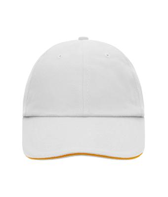 Unisex 6 Panel Raver Sandwich Cap Wit/oranje 7691