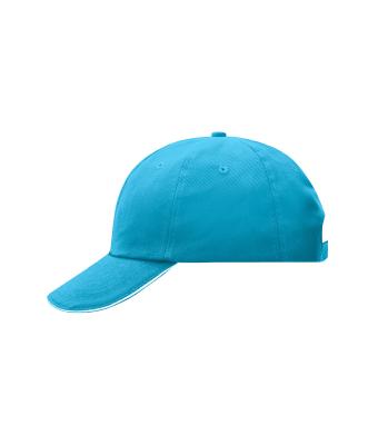 Unisex 6 Panel Raver Sandwich Cap Turquoise/wit 7691