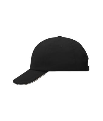 Unisex 6 Panel Raver Sandwich Cap Zwart/beige 7691