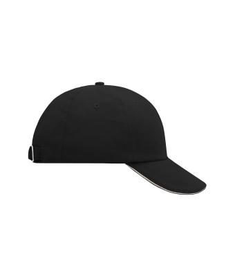 Unisex 6 Panel Raver Sandwich Cap Zwart/beige 7691