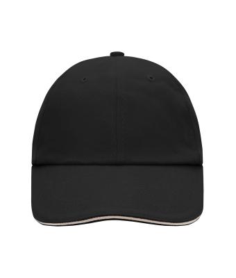Unisex 6 Panel Raver Sandwich Cap Zwart/beige 7691