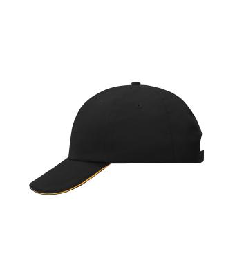 Unisex 6 Panel Raver Sandwich Cap Zwart/oranje 7691
