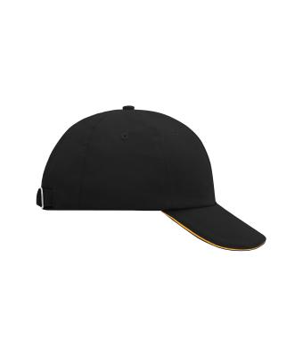 Unisex 6 Panel Raver Sandwich Cap Zwart/oranje 7691