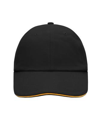 Unisex 6 Panel Raver Sandwich Cap Zwart/oranje 7691