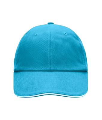Unisexe Casquette 6 panneaux sandwich coton brossé lourd Turquoise/blanc 7691
