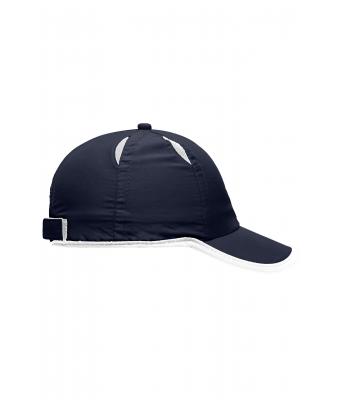 Unisex 6 Panel Micro-Edge Sports Cap Navy/wit 7708