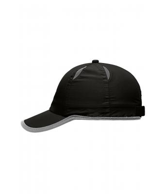 Unisex 6 Panel Micro-Edge Sports Cap Zwart/lichtgrijs 7708