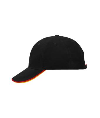Unisex 6 Panel Double Sandwich Cap Black/red/gold-yellow 7724