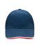Unisex 6 Panel Double Sandwich Cap Royal/white/red 7724