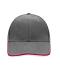 Unisex 6 Panel Double Sandwich Cap Dark-grey/red/white 7724