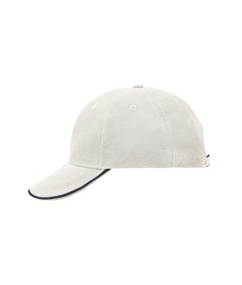 Unisex 6 Panel Double Sandwich Cap Natural/navy/dark-khaki 7724