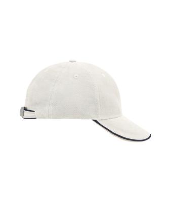 Unisex 6 Panel Double Sandwich Cap Natural/navy/dark-khaki 7724