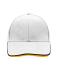 Unisex 6 Panel Double Sandwich Cap White/black/gold-yellow 7724