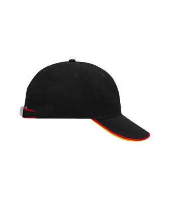 Unisex 6 Panel Double Sandwich Cap Black/red/gold-yellow 7724