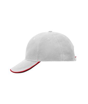 Unisex 6 Panel Double Sandwich Cap Light-grey/red/black 7724