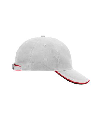 Unisex 6 Panel Double Sandwich Cap Light-grey/red/black 7724