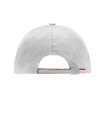 Unisex 6 Panel Double Sandwich Cap Light-grey/red/black 7724