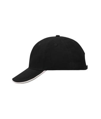 Unisex 6 Panel Double Sandwich Cap Black/white/dark-grey 7724