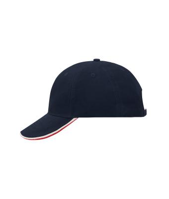 Unisex 6 Panel Double Sandwich Cap Navy/white/red 7724
