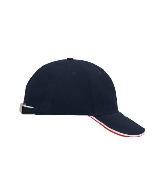 Unisex 6 Panel Double Sandwich Cap Navy/white/red 7724