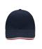 Unisex 6 Panel Double Sandwich Cap Navy/white/red 7724