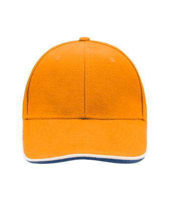 Unisex 6 Panel Double Sandwich Cap Orange/white/royal 7724