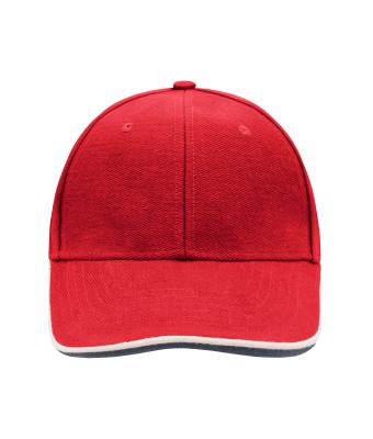 Unisex 6 Panel Double Sandwich Cap Red/white/navy 7724