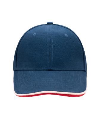 Unisex 6 Panel Double Sandwich Cap Royal/white/red 7724