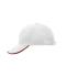 Unisex 6 Panel Double Sandwich Cap White/red/navy 7724