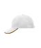 Unisex 6 Panel Double Sandwich Cap White/black/gold-yellow 7724