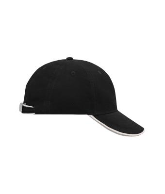 Unisex 6 Panel Double Sandwich Cap Black/white/dark-grey 7724