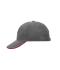Unisex 6 Panel Double Sandwich Cap Dark-grey/red/white 7724