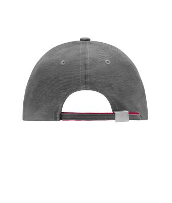 Unisex 6 Panel Double Sandwich Cap Dark-grey/red/white 7724