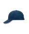 Unisex 6 Panel Double Sandwich Cap Royal/white/red 7724