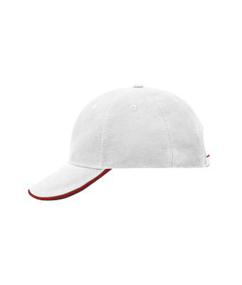 Unisex 6 Panel Double Sandwich Cap White/red/navy 7724
