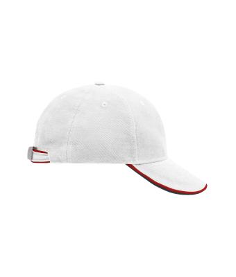 Unisex 6 Panel Double Sandwich Cap White/red/navy 7724