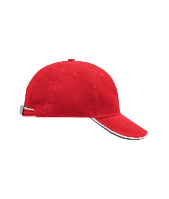 Unisex 6 Panel Double Sandwich Cap Rood/wit/navy 7724