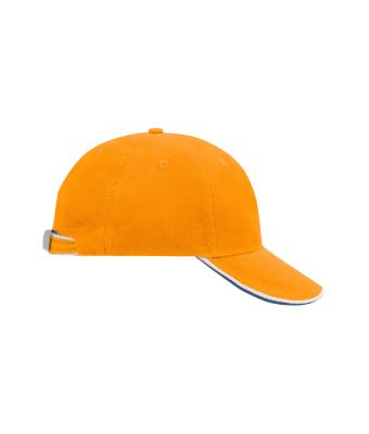 Unisexe Casquette 6 panneaux sandwich coton brossé lourd Orange/blanc/royal 7724