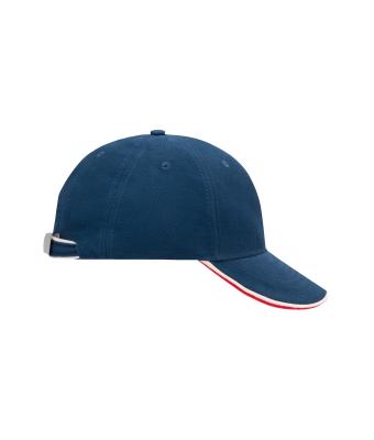 Unisexe Casquette 6 panneaux sandwich coton brossé lourd Royal/blanc/rouge 7724