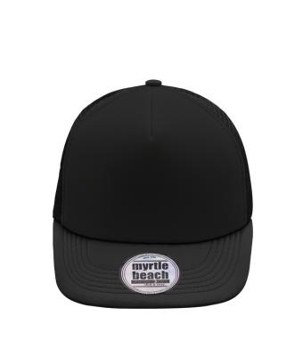 Unisex 5 Panel Flat Peak Cap Black/black 8547