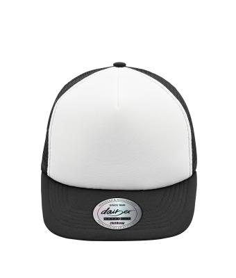 Unisex 5 Panel Flat Peak Cap White/black 8547