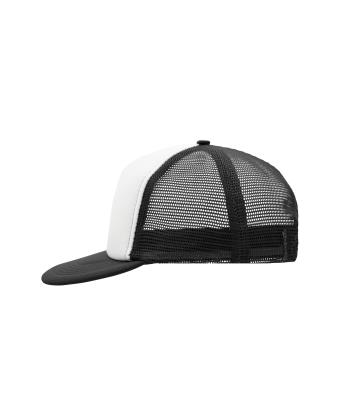 Unisex 5 Panel Flat Peak Cap White/black 8547