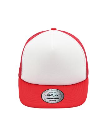 Unisex 5 Panel Flat Peak Cap White/red 8547